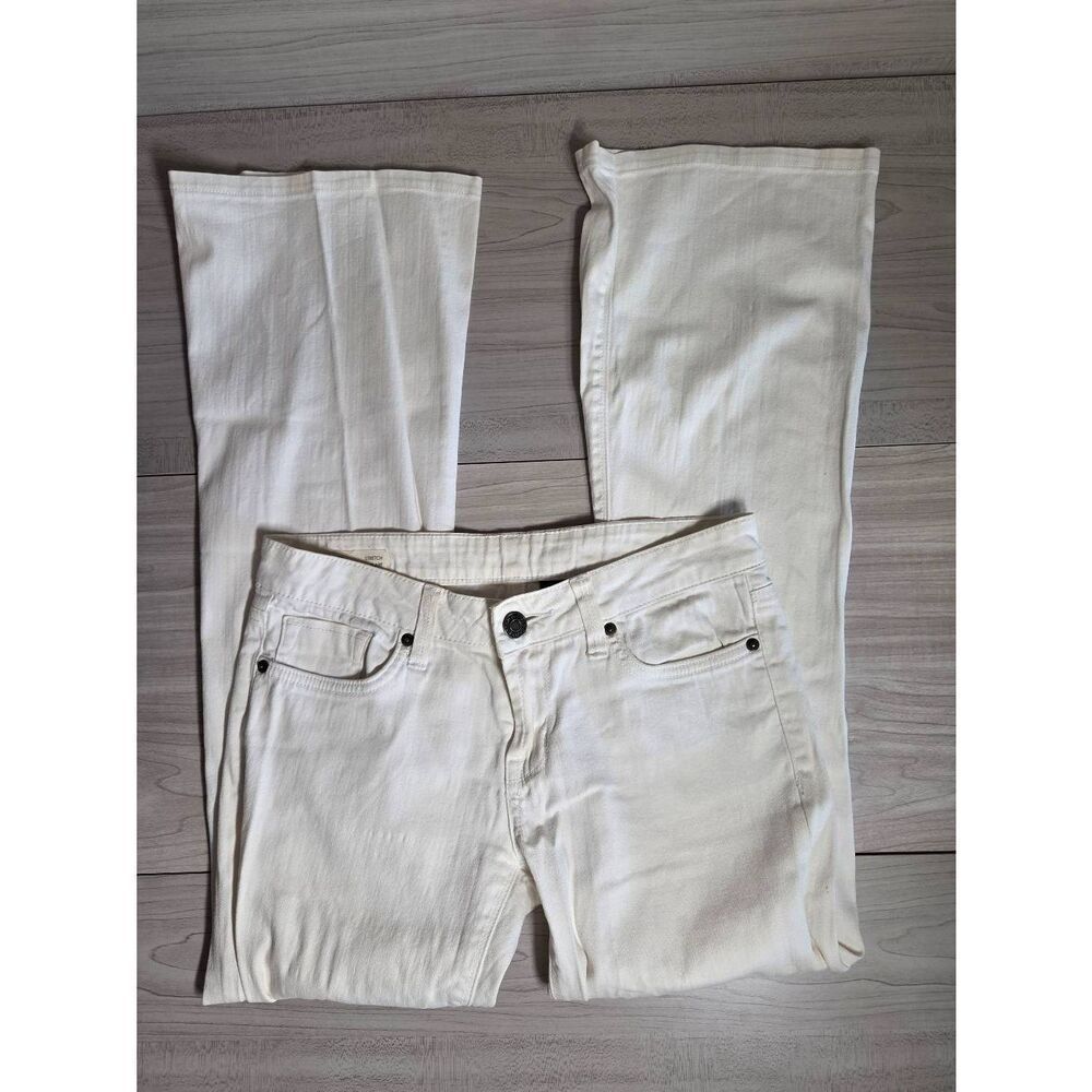 Buffalo David Bitton White Farrah Mid Rise Stretch Flare Jeans Size 27